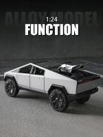 Modelo De Camión Tesla Cybertruck 1/24 En Aleación De Metal Juguete De Simulación Con Sonido Y Luz Vehículo Off-Road Para Niños - details 0