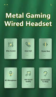 Auriculares magnéticos con cable para Gamer, cascos de Metal verde, estéreo de graves HiFi, 3,5mm, AUX o tipo C, micrófono HD, cancelación de ruido, uso cómodo - details 1