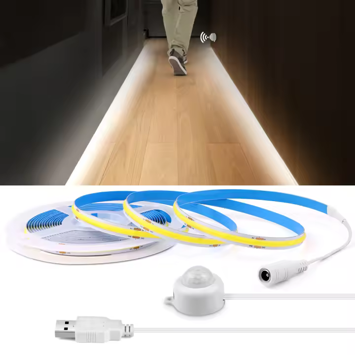 Tira De LED COB Con Sensor De Movimiento PIR 5V Para Iluminación De Armarios Cocinas Dormitorios Escaleras Luz De Fondo Para Gabinete - 1