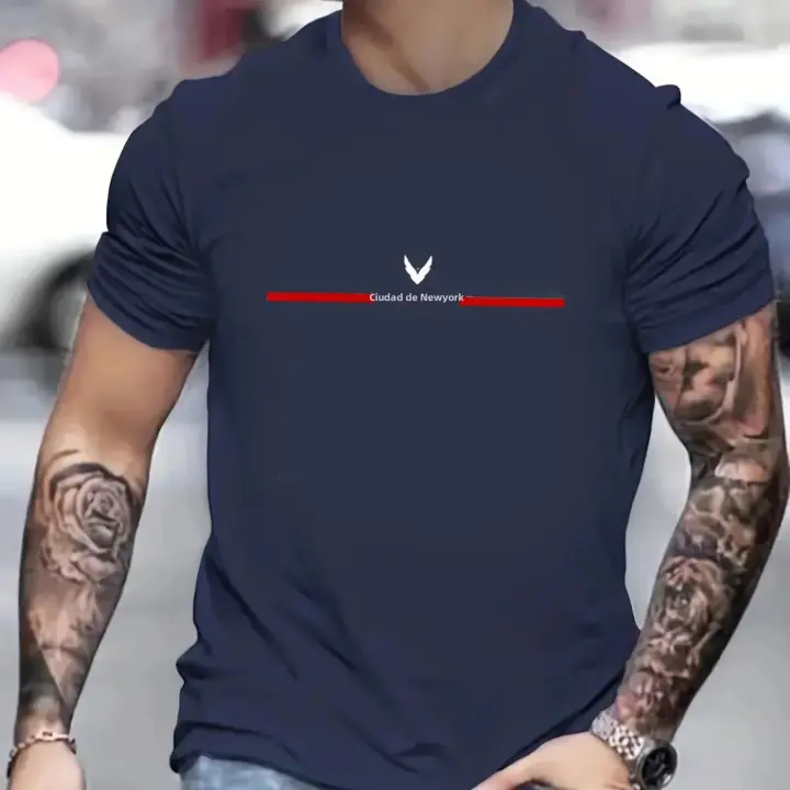 Camiseta De Verano Para Hombre Algodón 100% Tamaño Grande Cuello Redondo Estampado De Letras Deportiva Casual Manga Corta Cómoda - 1