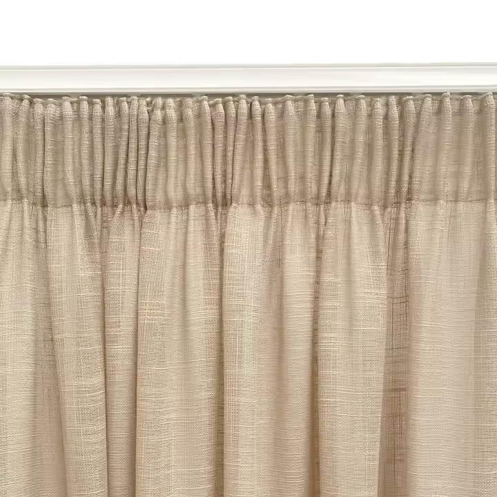 Cortina translúcida confeccionada cinta multifunción (cinta fruncidora o pasabarras). Visillos de calidad fabricados con materiales reciclados. Color lino. Cortinas para salón, dormitorio y cocina. Medidas: 140x270 Hecha en España. - 1