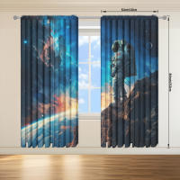 2pcs Cortina Astronauta Impresión Para Decoración De Hogar Tratamiento De Ventana Para Dormitorio Oficina Cocina Sala De Estar Y Estudio - details 15