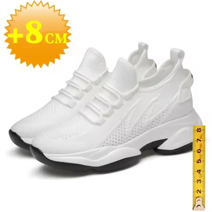 Zapatos De Casualidad Para Hombres Con Elevador De 8cm Para Verano Transpirables Zapatos De Moda Con Aumento De Altura - 1
