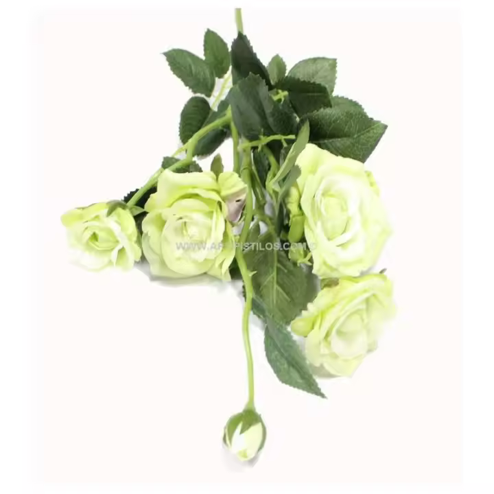 Ramo de 5 Rosas de Tela para Decoración de Interiores - 1