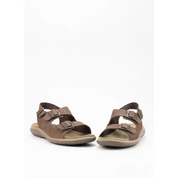 Sandalia de Piel con Hebilla para Hombre en Color Marrón - 1