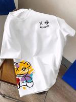 Camiseta De Hombre Estilo Casual Con Diseño De Oso Minimalista Transpirable Y Suave Para Verano T-Shirt Oversize Con Estampado De Muñeca - details 5
