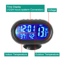 Reloj Digital Para Coche 12V/24V Con Voltímetro Y Termómetro LCD De 3 En 1 Accesorio Interior Con Luz Nocturna Y Advertencia De Frío - details 5