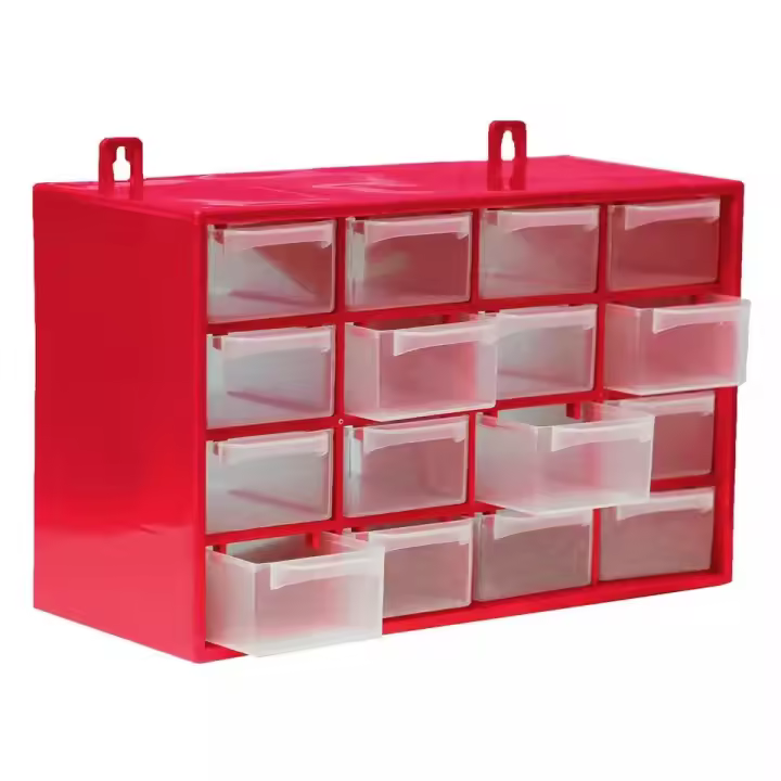 Cajoneras Gavetas Organizadoras Tornillos, Organizador apilable de plástico con 16 cajones para Herramientas pequeñas, Clasificador 16 Compartimiento apilable, Cajonera Multiusos de Material plástico, Clasificador de Cajones - 1