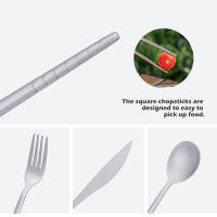 Set De Utensilios De Cocina De Camping De Titanio Boundless Voyage Cuchillo Fork Cuchara Conjunto De Chopsticks Para Viajes Y Expediciones - details 2