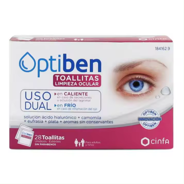 Cinfa Toallitas Limpieza Ocular Uso Dual Optiben 28uds - Limpieza Profunda - 1