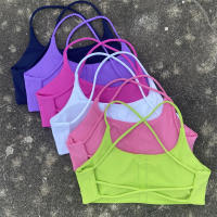 Sujetador De Yoga Para Mujer Color Sólido Suave Fitness Deportivo Con Four Strap Cross Back Y Padded Para Ejercicio En La Gimnasio - details 0