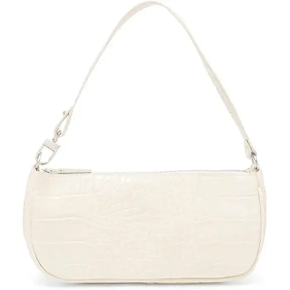 Bolso de mano estilo clásico retro clutch con cierre de Cremallera para Mujer, color Blanco - 1