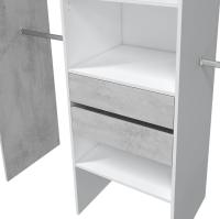 Meimon Armario vestidor con estantes, 2 cajones y 4 barras de colgar. Fabricado en tablero melaminizado tipo E1. Interior blanco, cajones en MDF con guías metálicas, estantes regulables, barras extraíbles de aluminio. Color cemento y blanco Artik - details 1