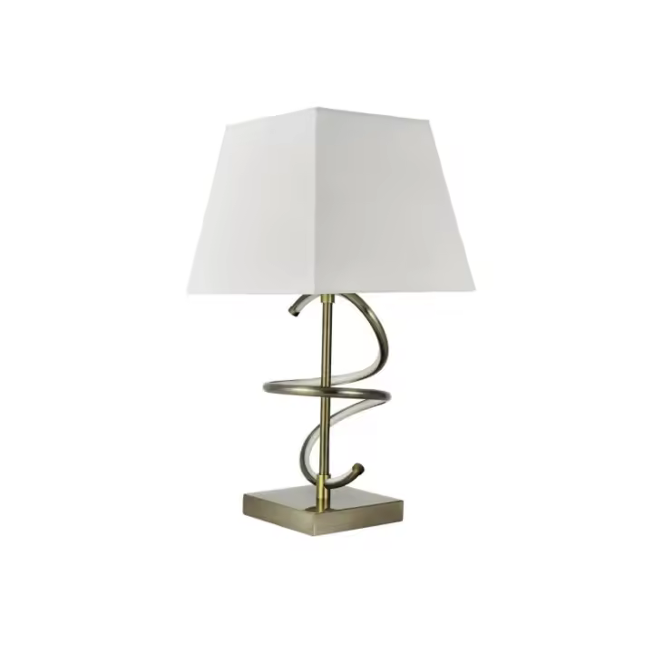 Fabrilamp - Sobremesa Nueva York 8w 4000k+1xe27 Cuero Pantalla Blanco Roto  600lm 44x23x23 Cm - 1