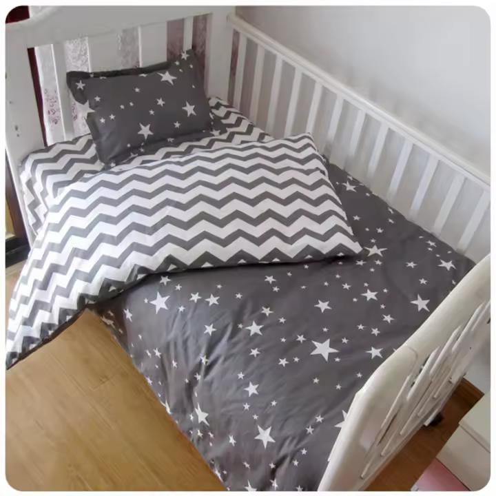 Juego de ropa de cama sin revolver para Bebe, cuna para Niño Pequeño, ropa de Cama para Bebe recién nasido, Funda nórdica de 3 piezas, Funda de almohada,ropa de Cama de dibujos animados para recién nacido, - 1