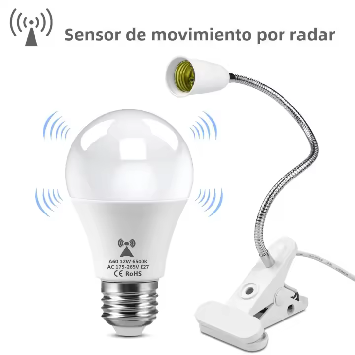 Lámpara De Escritorio LED Con Sensor De Movimiento Radar 12W Para Iluminación De Dormitorio Hogar Con Soporte E27 Y Cable De Interruptor 220V Luz De Mesa Moderna - 1