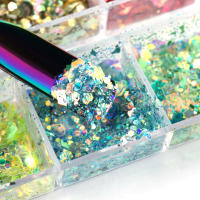 12Grillas De Brillo Holográfico Para Uñas En Rosa Oro Y Plata Decoraciones De Artículos De Manicura Con Lentejuelas Paillettes Spangles Slices - details 8