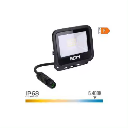 EDM Foco Proyector LED 20W 1520lm Luz Fría 6400K IP68 Negro - 70401 Foco led Iluminación Exterior Proyectores Led - 1