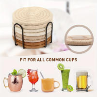 Juego De 8 Tapetes De Vino Tejidos Resistente Al Calor Absorbentes Para Bebidas Como El Café Y El Té Accesorio Decorativo Ecológico - details 1