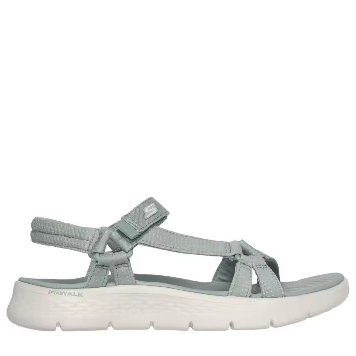 Cómoda  Sandalia sport mujer SKECHERS GO WALK FLEX SANDAL - SUBLIME con tiras de suave tejido verde. Plantilla Goga Max® y entresuela ULTRA GO® amortiguadora. Altura Tacón bajo (1-3 cm) Referencia 141451-SAGE - 1