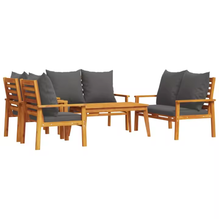 vidaXL Juego de muebles jardín 5 pzas con cojines madera maciza acacia - 1