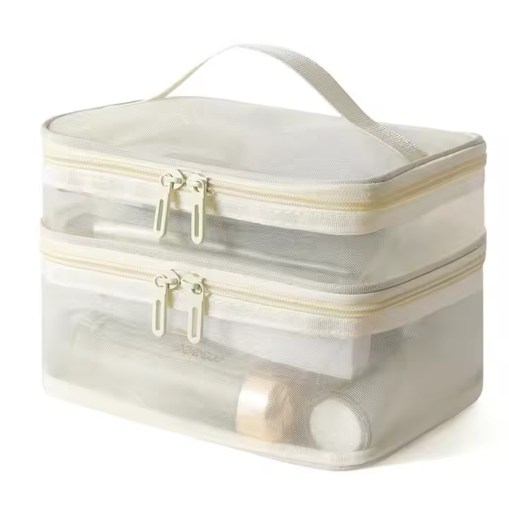 Bolso De Maquillaje Grande Para Viajes Resistente Al Agua Bolsa De Almacenamiento Para Mujer Estilo Casual Cierre De Cremallera - 1