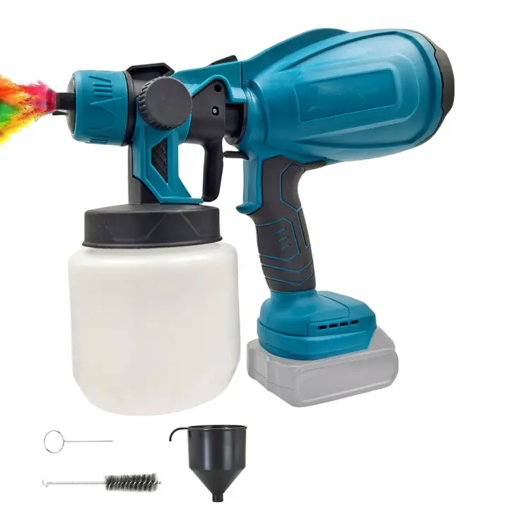 200W PISTOLA DE PULVERIZACIÓN eléctrica inalámbrica de 800ML, pulverizador de pintura HVLP de alta potencia, aerógrafo con revestimiento de acero para muebles de automóvil para batería Makita de 18V, Sin batería - 1