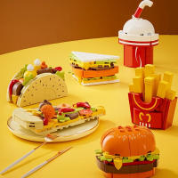 DIY MOC Autoadhesivo Para Nevera De Papel De Cocina Con Bloques De Construcción De Pizzáreas Hot Dogs Hamburguesas Tacos Pizza Juguetes Para Niños Set De Bloques De Construcción - details 0