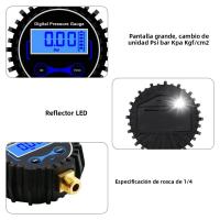 Pistola De Inflado De Neumáticos Digital Con Pantalla LED Medidor De Presión De Cabeza 1/4 Rango Hasta 200 PSI Para Automóviles - details 2