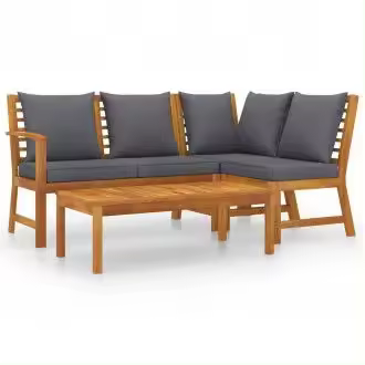 VIDAXL 3057778 conjunto de muebles de jardín de madera de acacia con cojines gris oscuro vida xl - 1