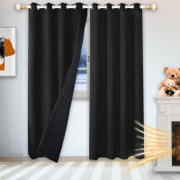 Cortinas De Algodón Aislantes Térmicas Y Antipolvo Para Dormitorio Negro 100% Cortinas Calefactoras Y Anti-Viento Con Aislamiento Acústico - details 22