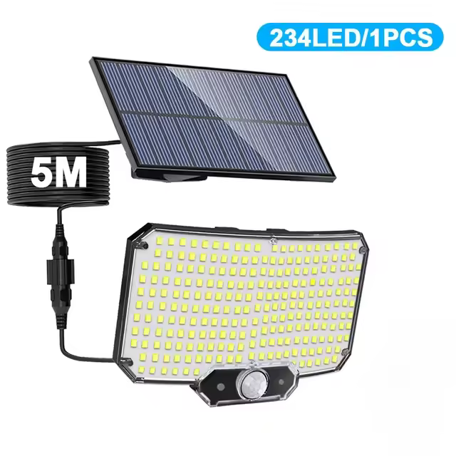 Lámpara Solar Exterior Con Sensor De Movimiento 234LED Luz De Seguridad Impermeable Para Jardín Y Garage Modos Múltiples Luz De Pared Solar Moderna - 1