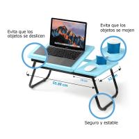 Mesa perezosa multifuncional, Mesa plegable portátil multifuncional de una pieza para cama, mesa de cama plegable portátil, escritorio de ordenador ajustable en altura con portavasos para cama y oficina - details 0