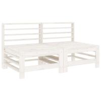 vidaXL Sofás centrales de jardín 2 uds madera maciza de pino Pino natural, Pino blanco, Pino gris Conjunto Terraza Muebles Jardín Exterior Juego de Muebles de jardín Mueble Jardín Exterior Muebles de Salon Exterior - details 2