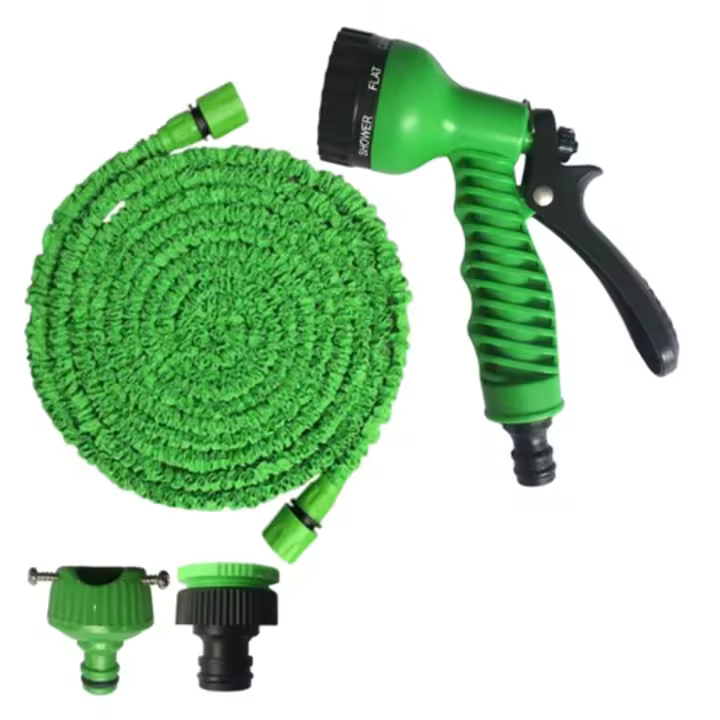 Tubo De Riego Jardín Expansible 25FT-200FT Con Pistola De Agua Alta Presión Herramienta Diaria Para Riego De Jardín Y Limpieza De Coches - 1