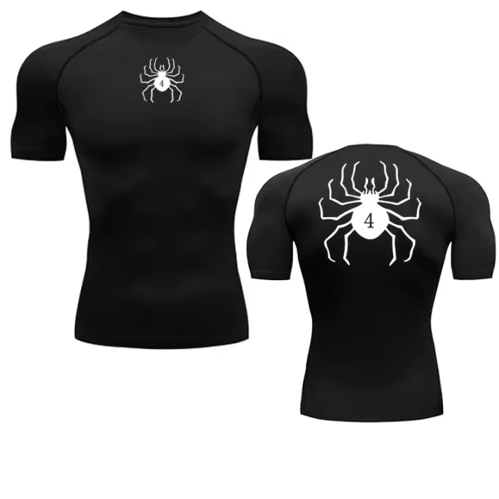 Camiseta De Compresión Con Estampado De Araña Para Hombres Camiseta Deportiva De Secado Rápido Para Gimnasio Y Fitness Manga Corta Estilo Casual - 1
