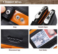 Cartera De Cuero Genuino Para Hombre HUMERPAUL Con Cadena Protección RFID Porta Tarjetas De Crédito De Calidad Para Viajes Estilo Business - details 13