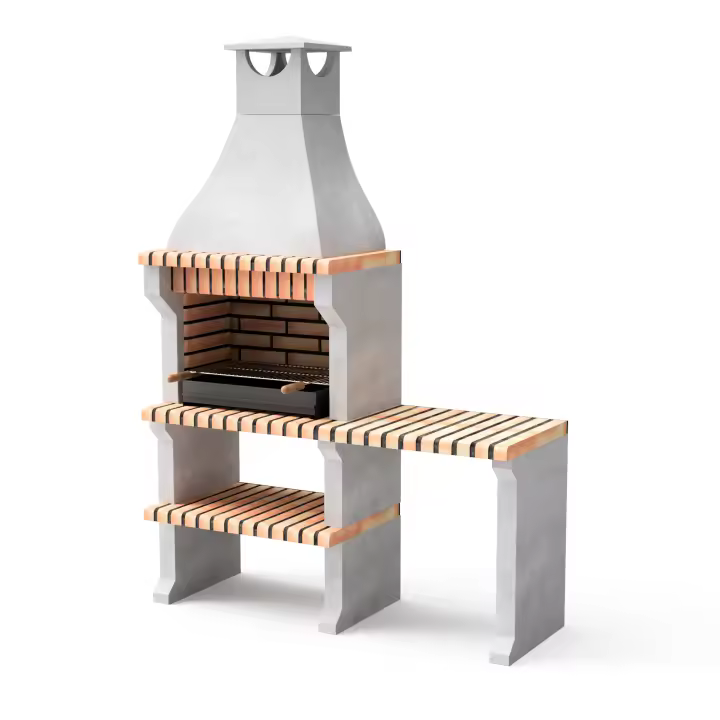 MOVELAR - Barbacoa de Obra Prefabricada para Leña y Carbón Modelo Alcoa Plus XL 1 side stand (Gris, Naranja - 86,5 x 58 x 225 cm) REF: M00334 - Uso en Exteriores - 1