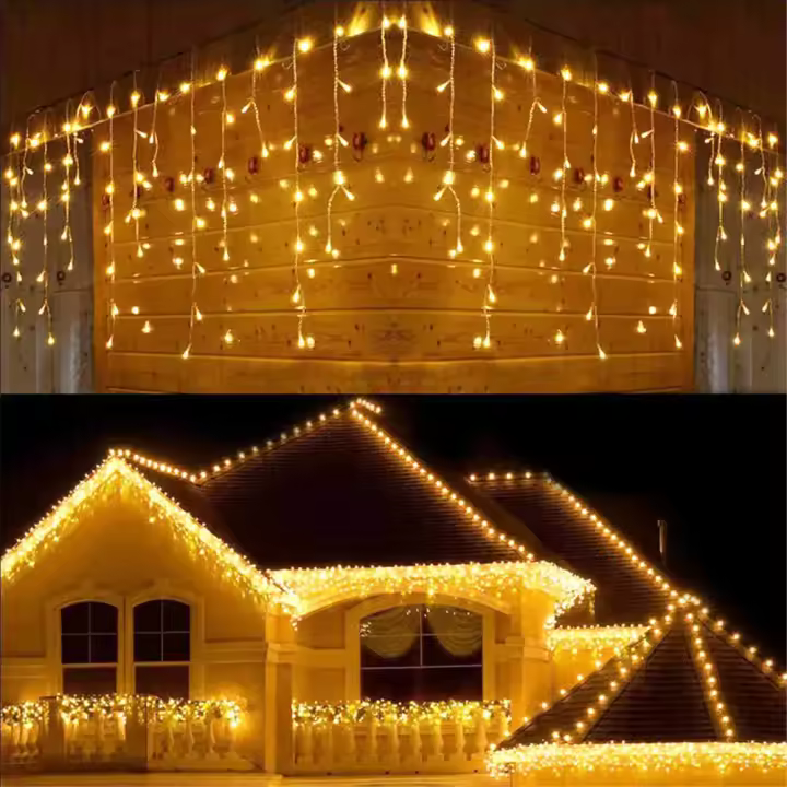 Cadena De Luces Para Wreath De Navidad Con Diseño De Copo De Nieve Y Pitón De Hielo Enchufe EU Estándar Jardín Calle 2024 - 1