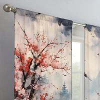 2pcs Cortina De Pared Paisajística Para Decoración De Hogar Tratamiento De Ventana Para Dormitorio Oficina Cocina Sala De Estar Con Bolsa De Rodamiento - details 7