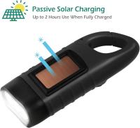Paquete de 2 linternas Solares cargables con manivela manual, el interior LED de emergencia, el interior de supervivencia, el interior de Dinamo con mosquetón de Liberación rápida para Juegos al Aire Libre, color Negro - details 2