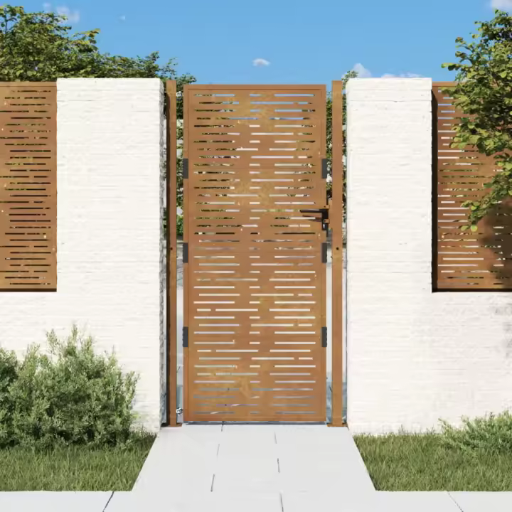 vidaXL Puerta de jardín acero corten diseño cuadrado 105x180 cm - 1