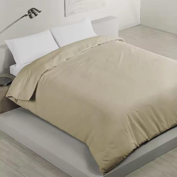 Manterol - Funda nórdica de algodón percal 200 hilos camel. Funda de tejido natural liso para los meses de invierno y entretiempo, resistente, duradero y de fácil planchado. - 1