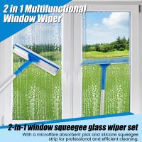 Cepillo De Limpieza De Ventanas Ajustable Con Mango Extensible Doble Cara Limpia De Vidrio Con Esponja De Silicona Herramienta De Limpieza Para El Hogar - details 2