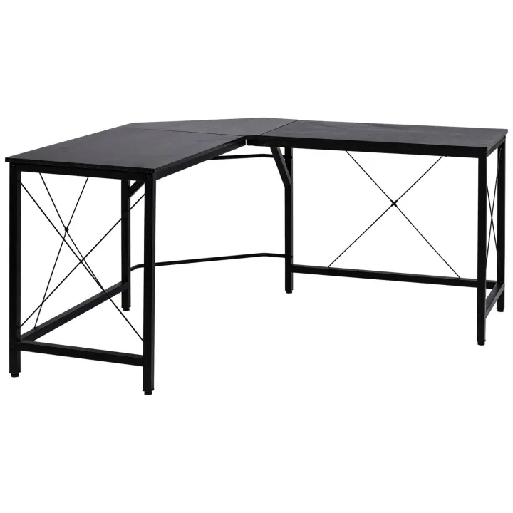 HOMCOM Mesa de Ordenador PC Escritorio para Oficina Hogar Tipo Mesa Esquinera Forma L Marco Metal 150x150x76cm - 1