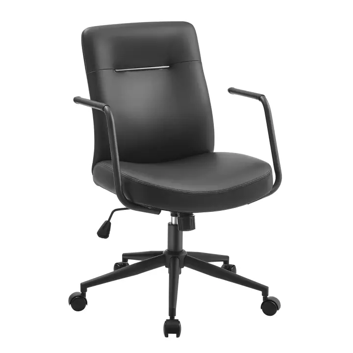 Silla de Oficina Giratoria Ergonómica con Superficie Fácil de Limpiar, Altura Regulable, Asiento Curvado, Respaldo Cómodo, Capacidad 150 kg, Beige, Negro, Rosa - 1