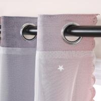Cortinas Decorativas Perforadas En Gradient Gris Y Rosa Con Estrellas Para Dormitorio De Niñas Sala De Estar Semi-Blackout - details 5