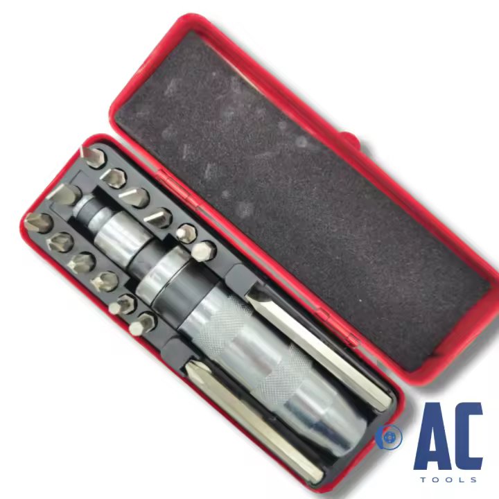 AC Tools Destorgolpe o destornillador de impacto con 13 puntas + estuche metálico - 1