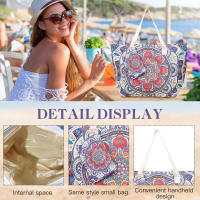 Bolso de playa plegable grande con cremallera - Bolso de hombro ligero y duradero con monedero incluido, ideal para compras, camping y viajes, diseño de hojas tropicales impreso, múltiples colores disponibles - details 4