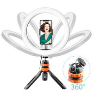 Anillo de Luz LED, 25cm diametro, WOWGO 10'' Aro con Trípode, 3 Colores 11 Brillos Bluetooth Control Remoto, Soporte Giratorio  eléfono Selfie, Maquillaje, Youtube, TIK Tok Live - details 4